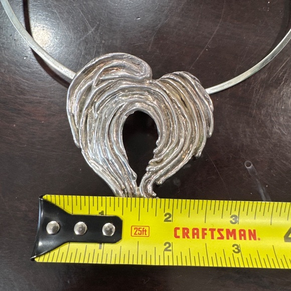 Sterling Silver Angel Wing Heart choker style Necklace - Picture 6 of 8